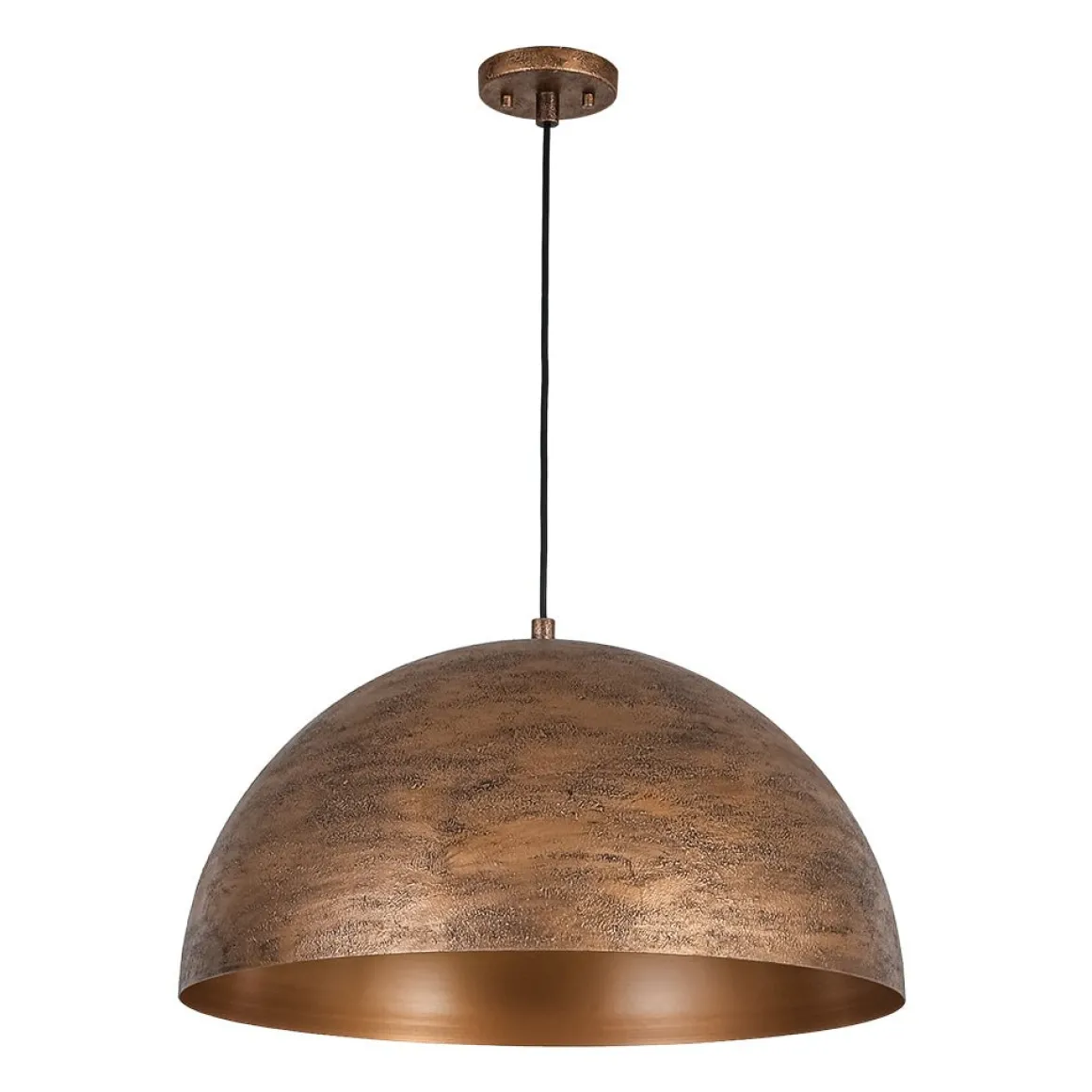 Industrial Antique Textured Bronze Oversized Iron Dome Pendant