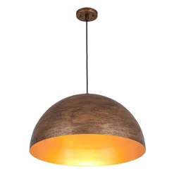 Industrial Antique Textured Bronze Oversized Iron Dome Pendant