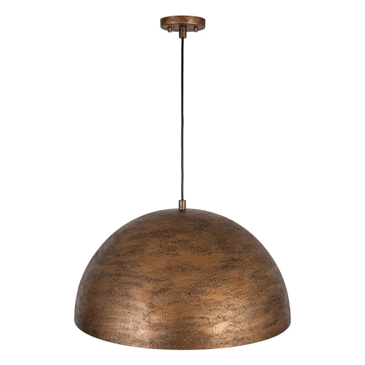 Industrial Antique Textured Bronze Oversized Iron Dome Pendant