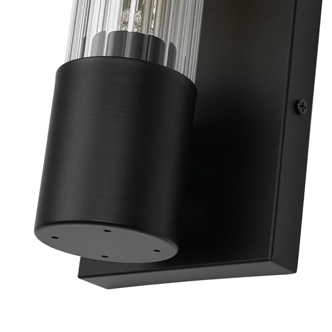 Industrial Black Reeded Glass Linear Tube Wall Light