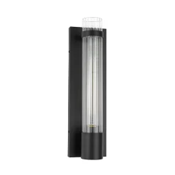 Industrial Black Reeded Glass Linear Tube Wall Light