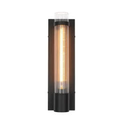 Industrial Black Reeded Glass Linear Tube Wall Light