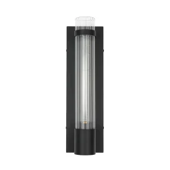 Industrial Black Reeded Glass Linear Tube Wall Light