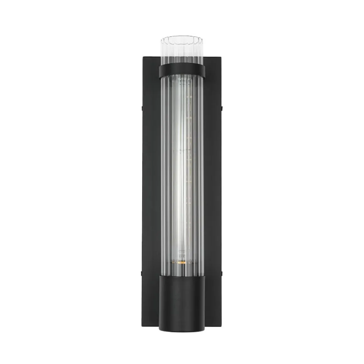 Industrial Black Reeded Glass Linear Tube Wall Light