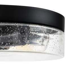 Industrial Black Round Seeded Glass Flush Mount Light