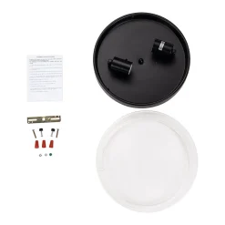 Industrial Black Round Seeded Glass Flush Mount Light