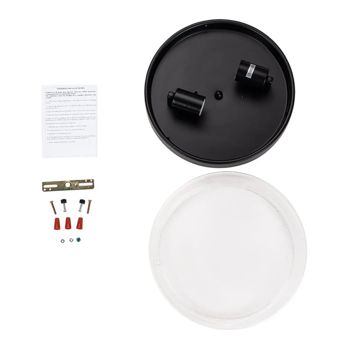 Industrial Black Round Seeded Glass Flush Mount Light