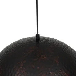 Industrial Dark Rusty Hammered Metal Dome Pendant