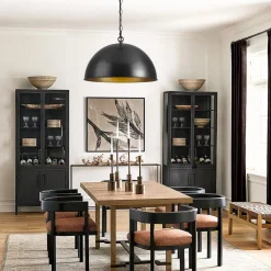 Industrial Farmhouse Black Iron Oversized Dome Pendant Light