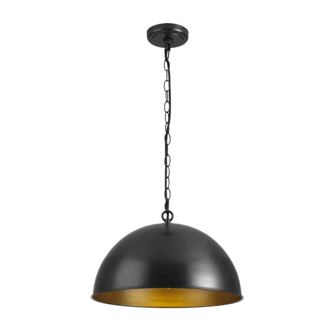 Industrial Farmhouse Black Iron Oversized Dome Pendant Light