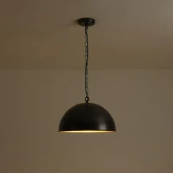 Industrial Farmhouse Black Iron Oversized Dome Pendant Light