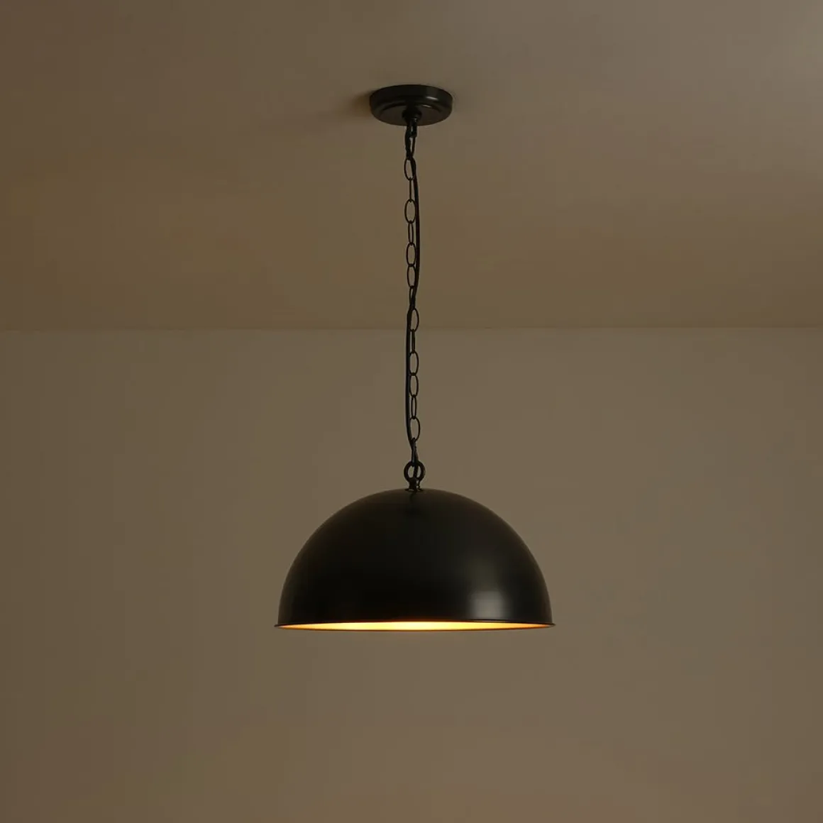 Industrial Farmhouse Black Iron Oversized Dome Pendant Light