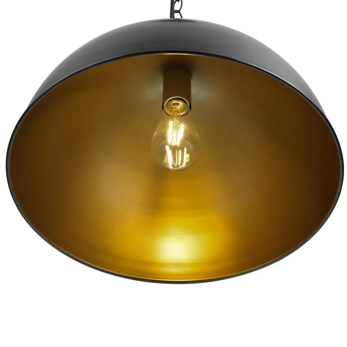 Industrial Farmhouse Black Iron Oversized Dome Pendant Light