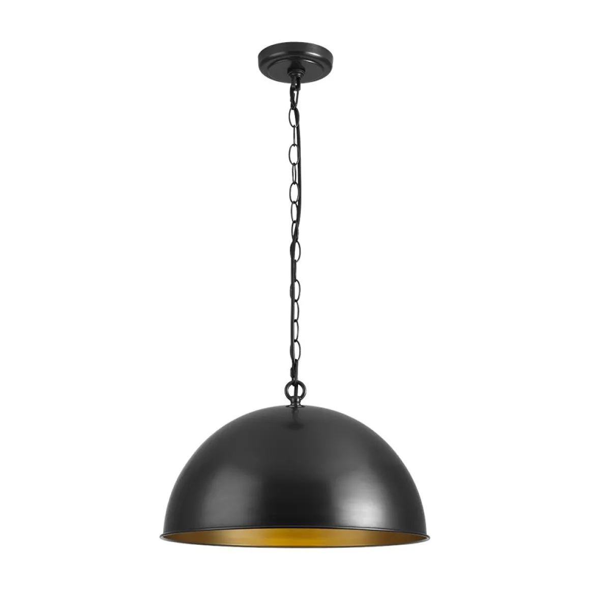Industrial Farmhouse Black Iron Oversized Dome Pendant Light