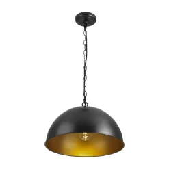 Industrial Farmhouse Black Iron Oversized Dome Pendant Light