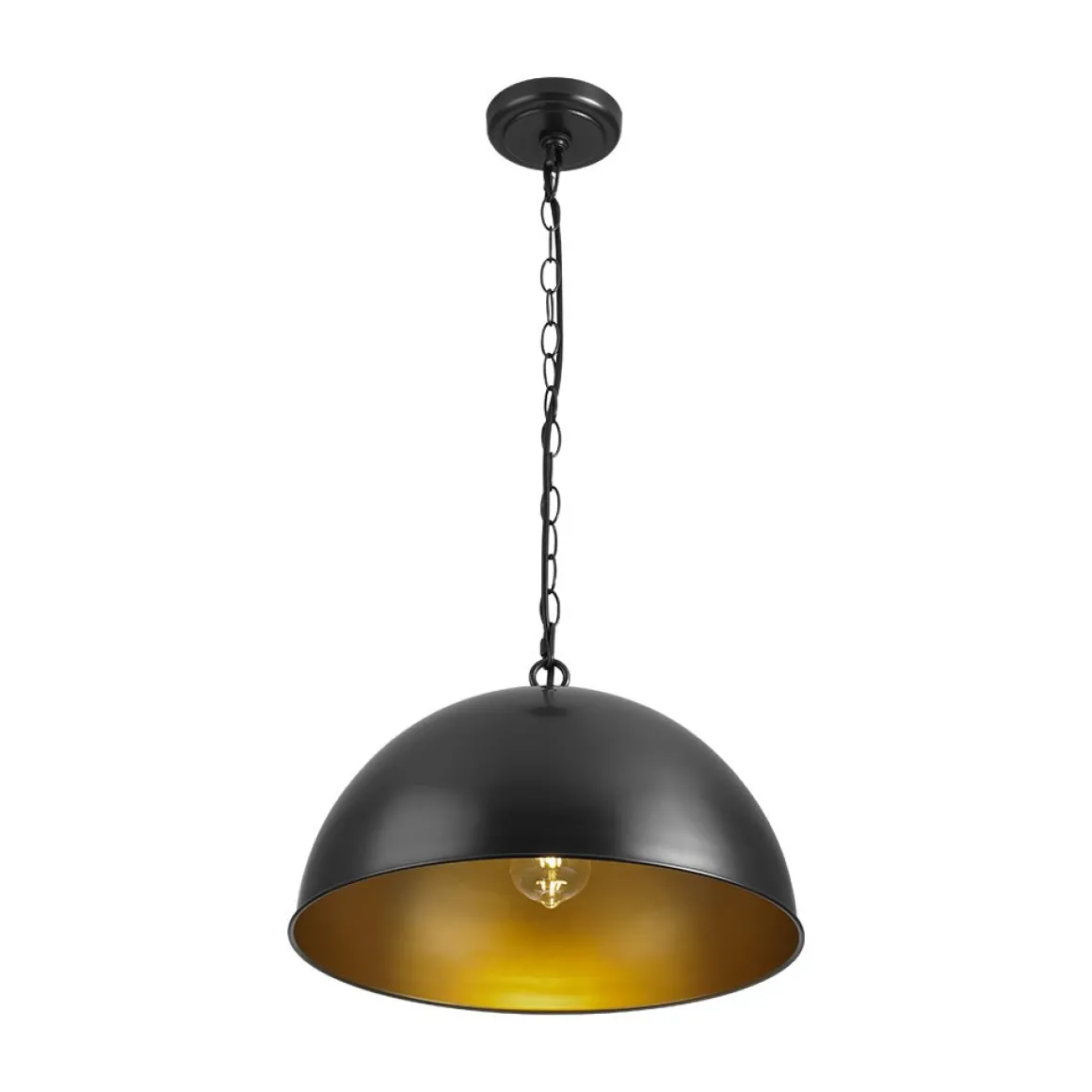 Industrial Farmhouse Black Iron Oversized Dome Pendant Light