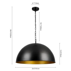 Industrial Farmhouse Black Iron Oversized Dome Pendant Light