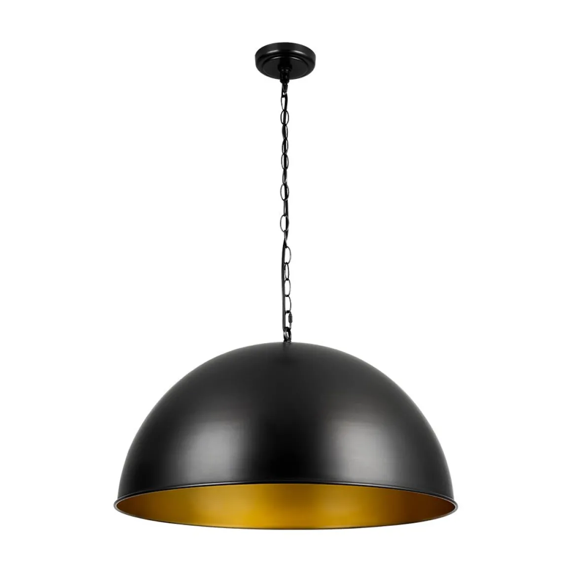 Industrial Farmhouse Black Iron Oversized Dome Pendant Light