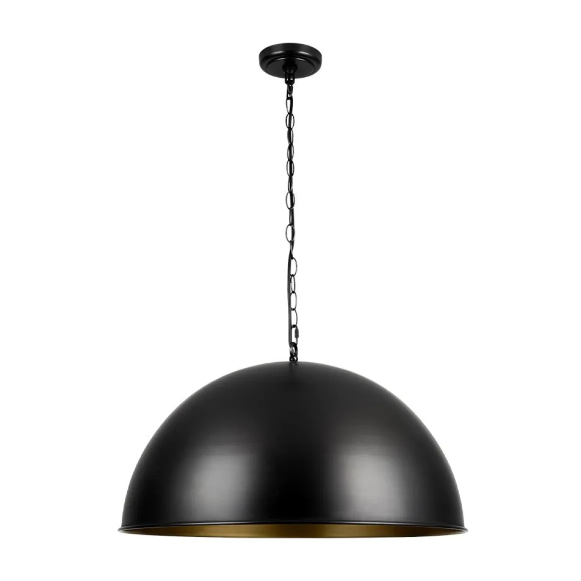 Industrial Farmhouse Black Iron Oversized Dome Pendant Light
