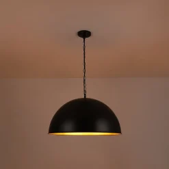 Industrial Farmhouse Black Iron Oversized Dome Pendant Light