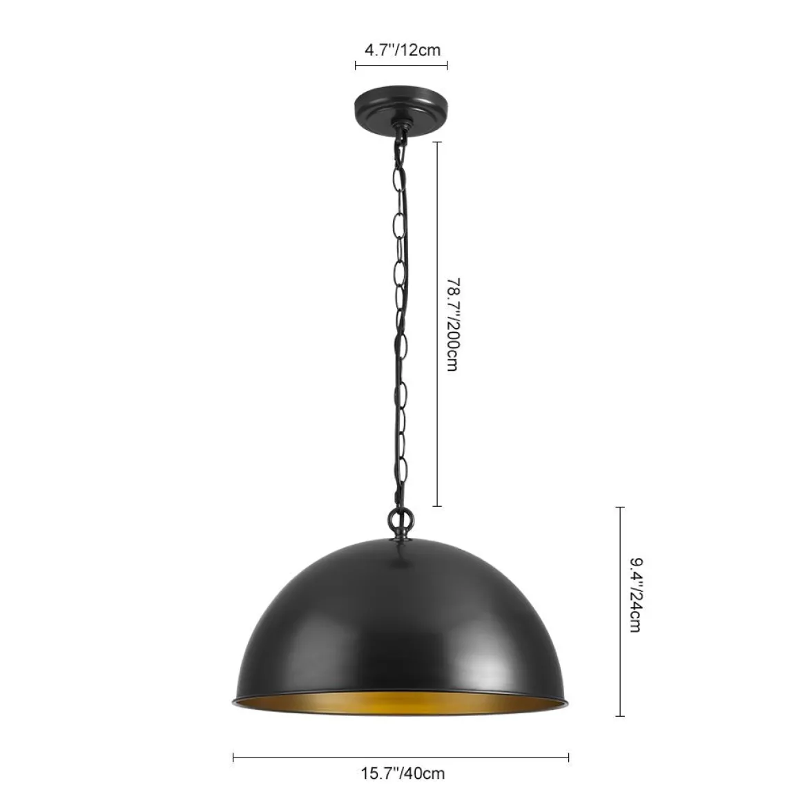 Industrial Farmhouse Black Iron Oversized Dome Pendant Light