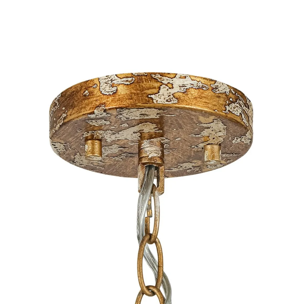 Industrial Farmhouse Distressed Teal Gold Metal Dome Pendant