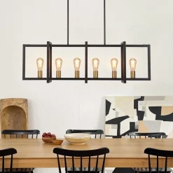 Industrial Farmhouse Rectangular Kitchen Island Pendant