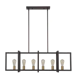 Industrial Farmhouse Rectangular Kitchen Island Pendant