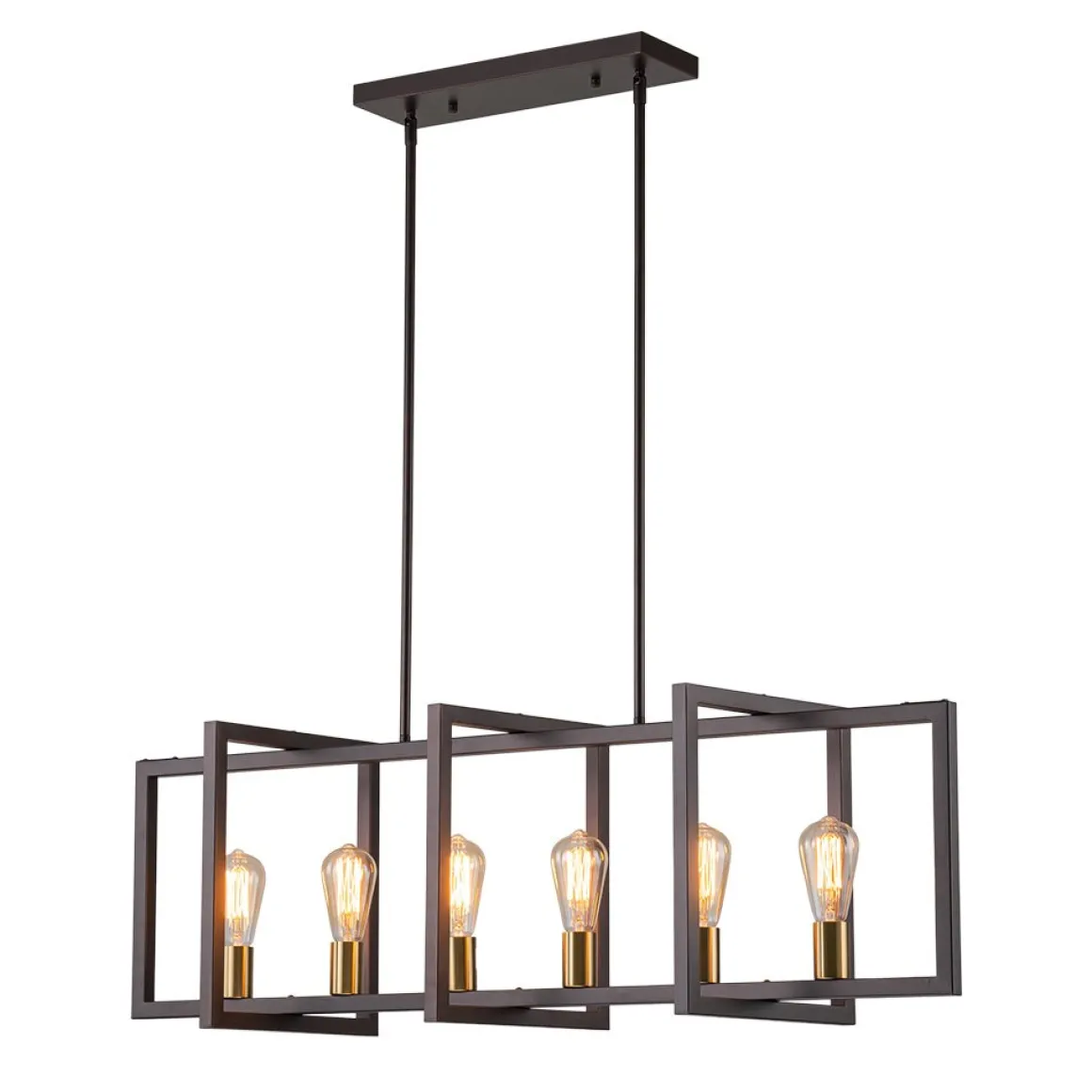 Industrial Farmhouse Rectangular Kitchen Island Pendant