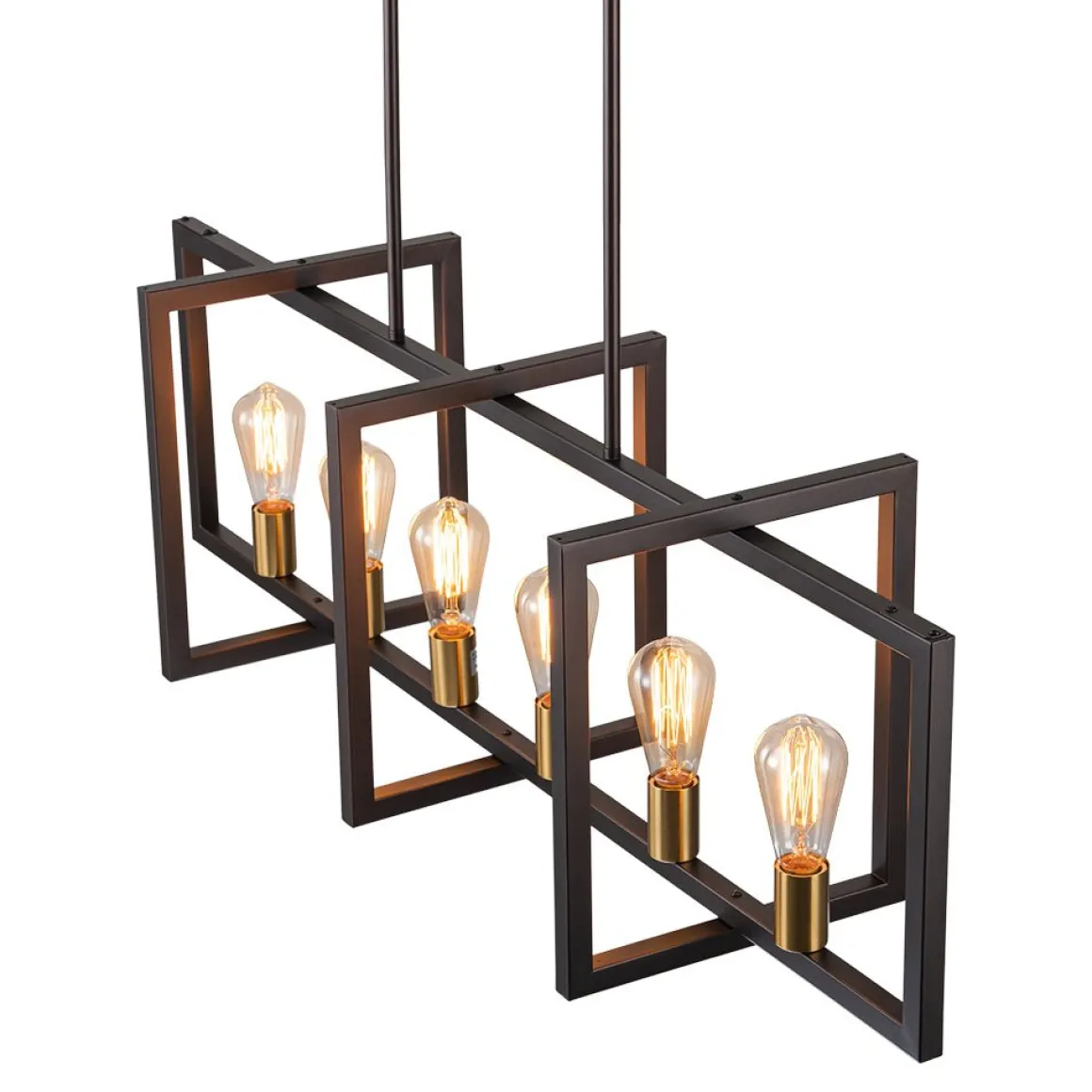 Industrial Farmhouse Rectangular Kitchen Island Pendant