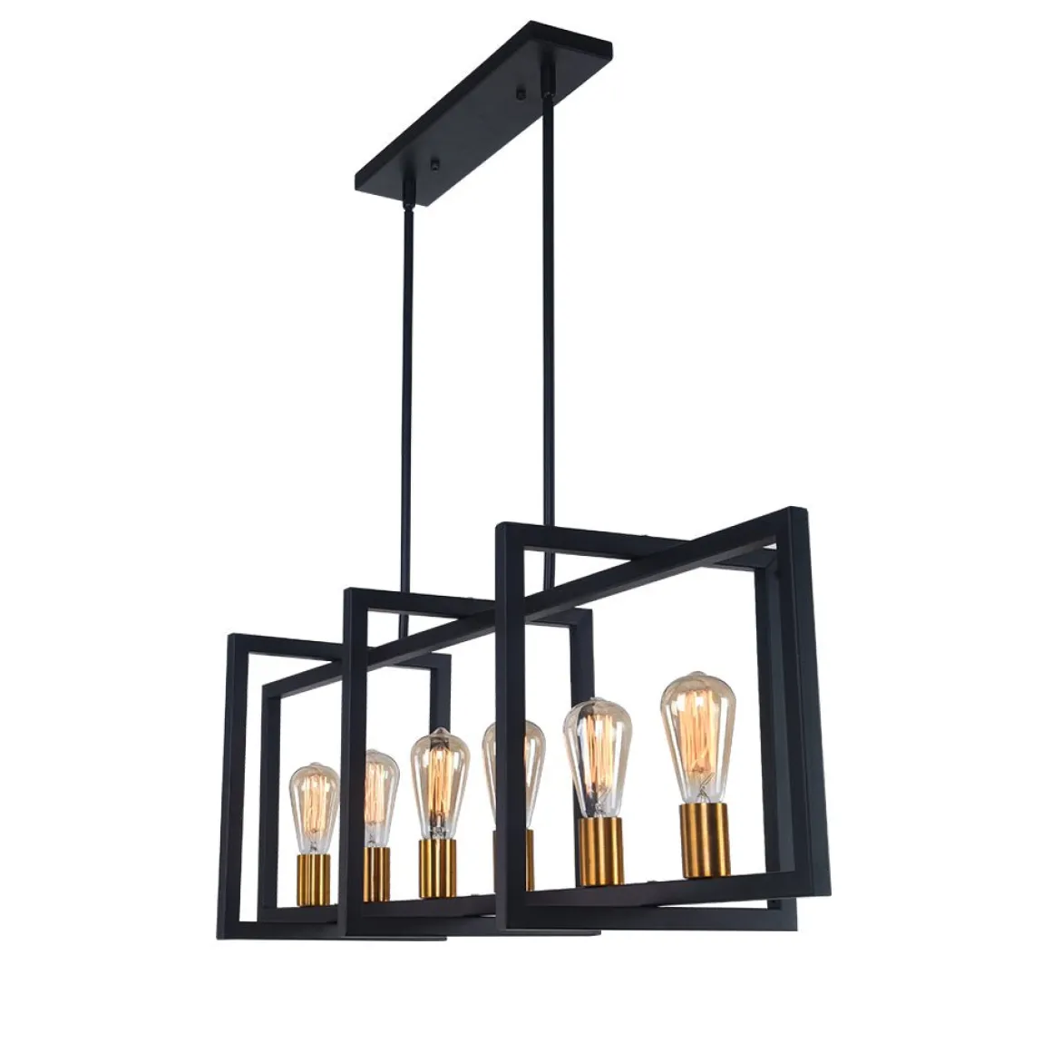 Industrial Farmhouse Rectangular Kitchen Island Pendant
