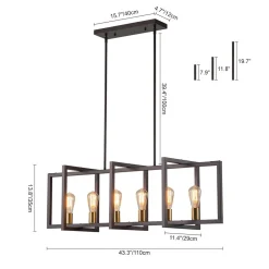Industrial Farmhouse Rectangular Kitchen Island Pendant