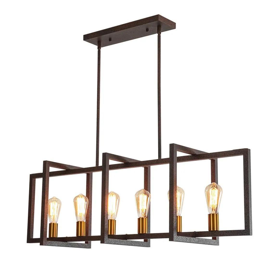Industrial Farmhouse Rectangular Kitchen Island Pendant