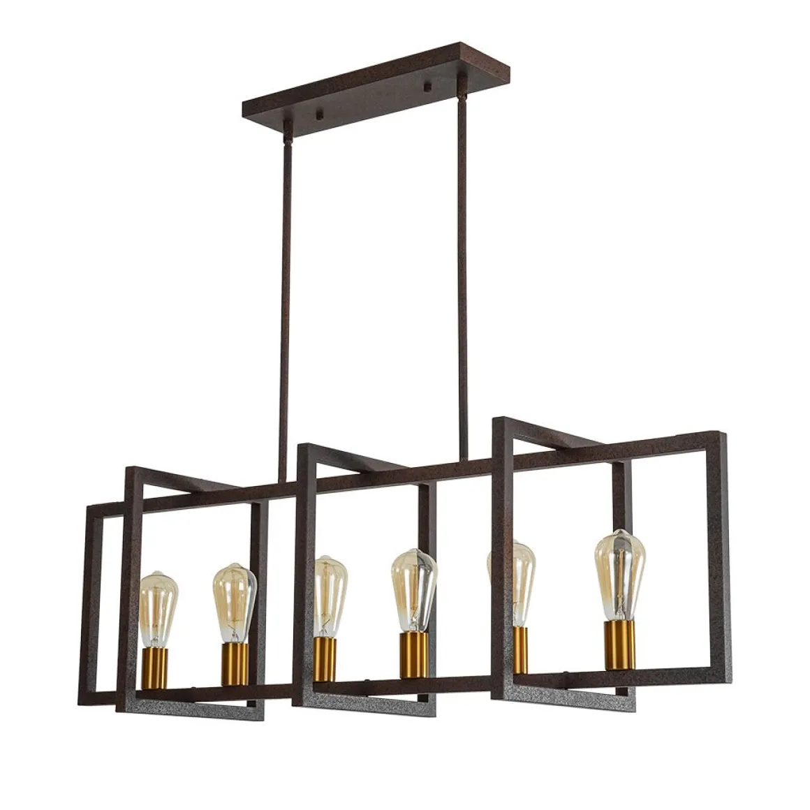 Industrial Farmhouse Rectangular Kitchen Island Pendant