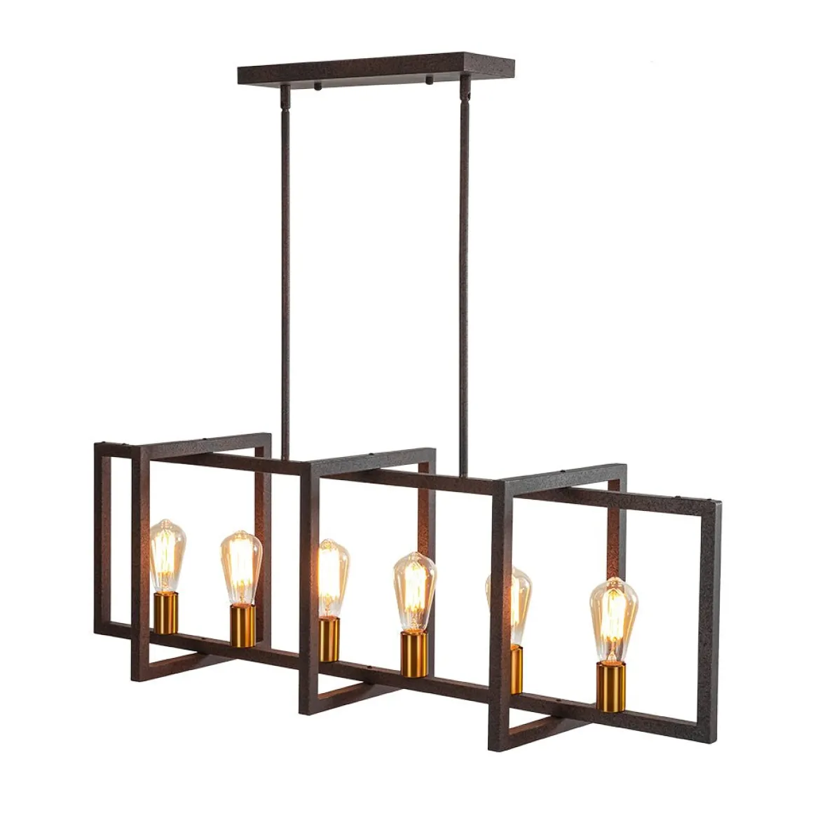 Industrial Farmhouse Rectangular Kitchen Island Pendant