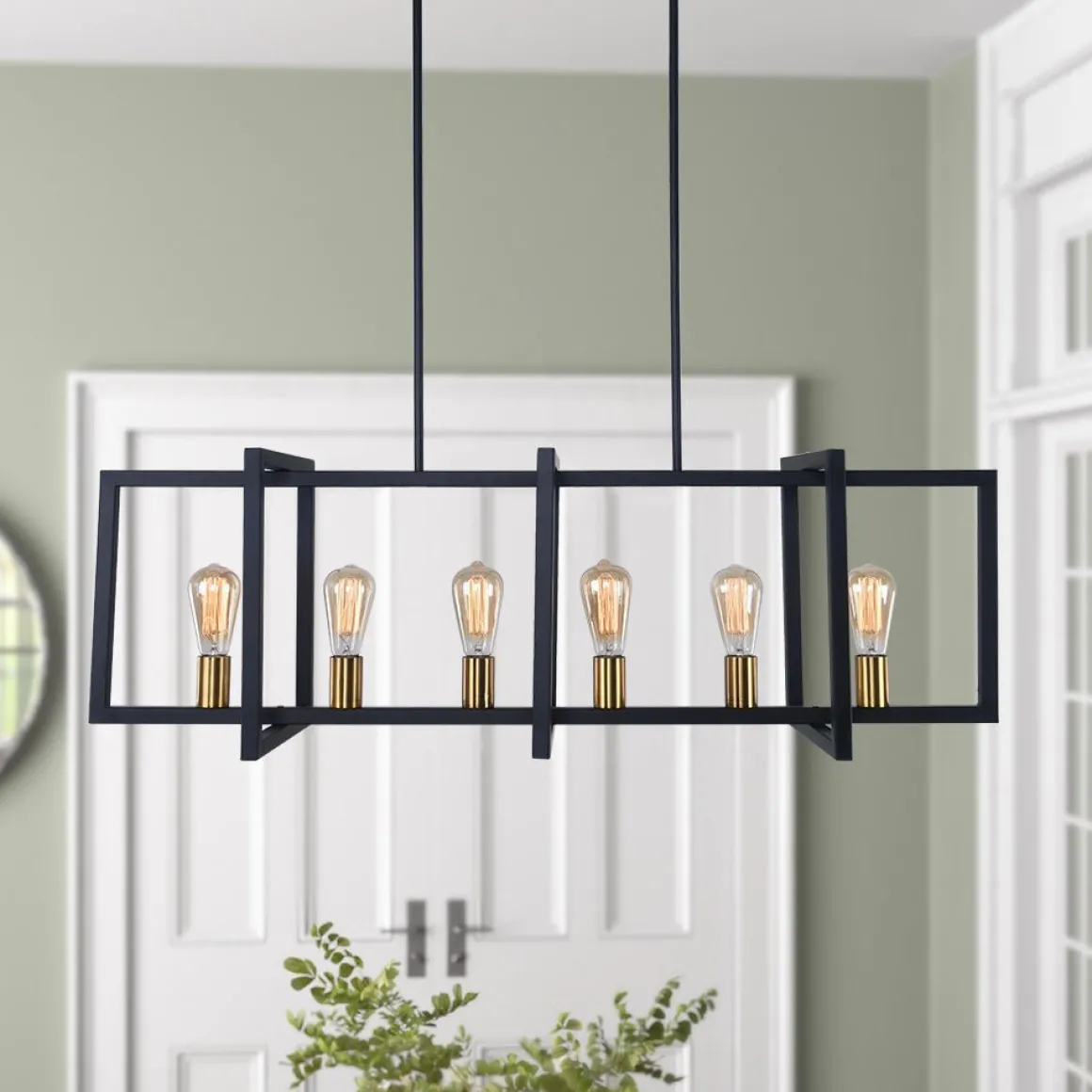 Industrial Farmhouse Rectangular Kitchen Island Pendant