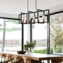 Industrial Farmhouse Rectangular Kitchen Island Pendant