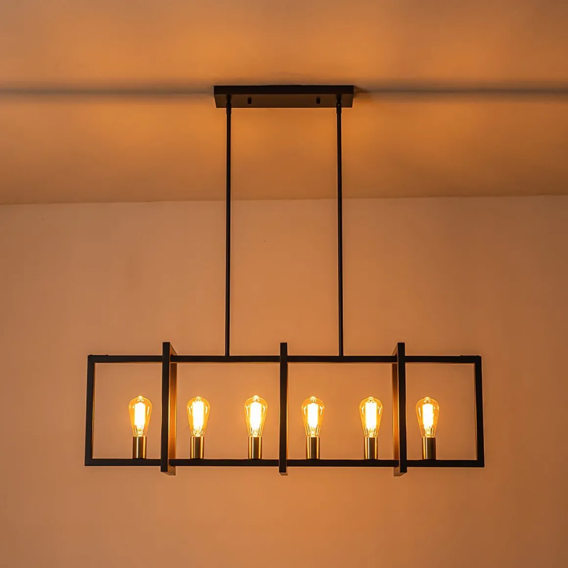 Industrial Farmhouse Rectangular Kitchen Island Pendant