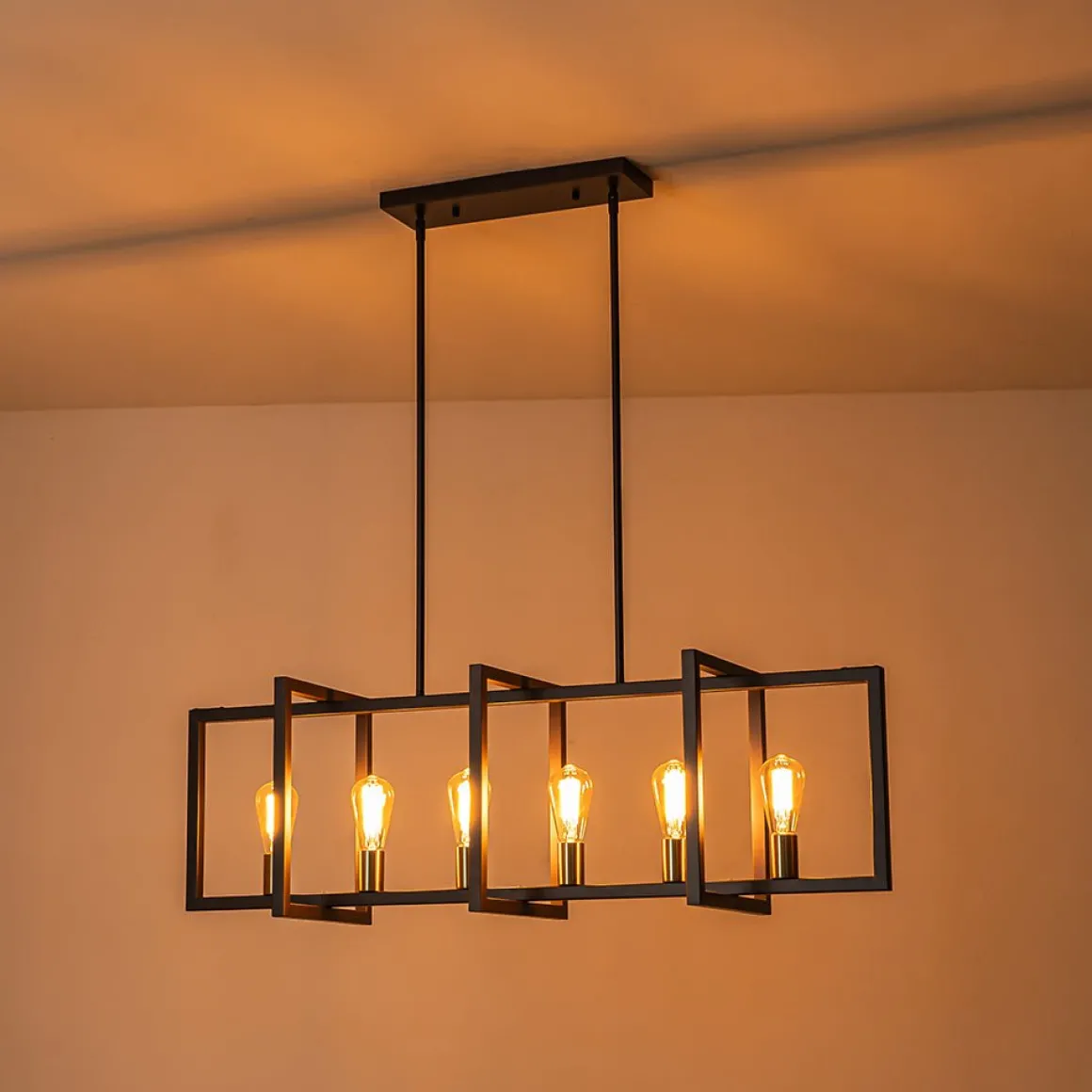Industrial Farmhouse Rectangular Kitchen Island Pendant