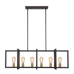 Industrial Farmhouse Rectangular Kitchen Island Pendant