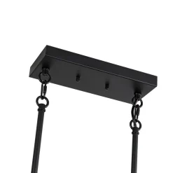 Industrial 6-Light Candle Style Black Rectangular Island Chandelier