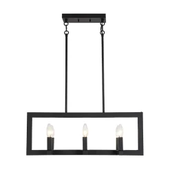 Industrial 6-Light Candle Style Black Rectangular Island Chandelier