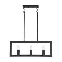 Industrial 6-Light Candle Style Black Rectangular Island Chandelier