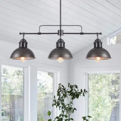 Industrial 3-light Island Pot Lid Dome Pendant