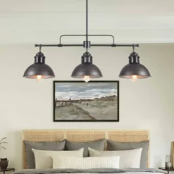 Industrial 3-light Island Pot Lid Dome Pendant