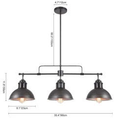 Industrial 3-light Island Pot Lid Dome Pendant