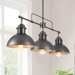 Industrial 3-light Island Pot Lid Dome Pendant