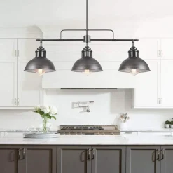 Industrial 3-light Island Pot Lid Dome Pendant