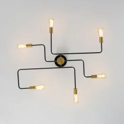 Industrial 6-Light Pipeline Sputnik Semi Flush Mount
