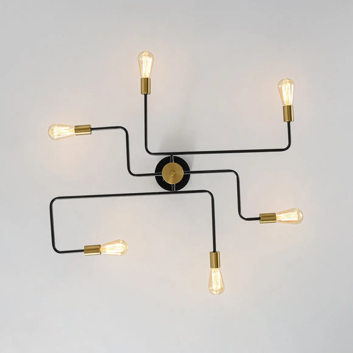 Industrial 6-Light Pipeline Sputnik Semi Flush Mount